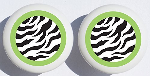 Green and Black Zebra Print Wall Stickers Drawer Pulls