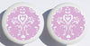Purple Damask Print Drawer Knobs/Ceramic Cabinet Pulls Purple Damask Nursery Decor for Baby Girls (Set of Two)