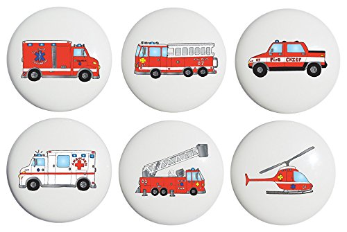 Fire Truck Drawer Knobs / Ceramic Drawer Pulls