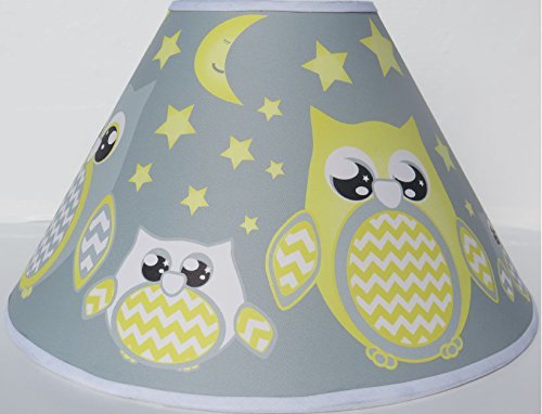 Grey and Yellow Owl Lamp Shade / Children's Yellow Owl Nursery Room Decor