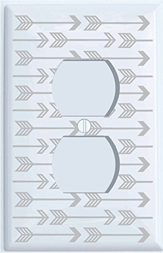 Grey Arrow Print Light Switch Plate and Outlet Covers/Grey Woodland Nursery Decor for Baby Boys or Girls