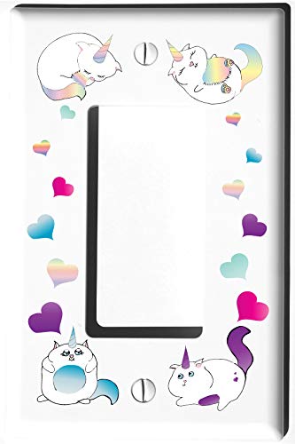 Caticorn Light Switch Plate and Outlet Covers Cat Unicorn Children's Room Nursery Wall Decor