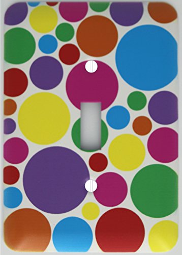 Presto Wall Decals Rainbow Polka Dot Light Switch Plates Covers in Pink, Purple, Blue, Red, Green Yellow, and Orange Dots