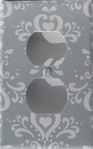 Gray Damask Light Switch Plate and Outlet Covers / Damask Nursery Wall Decor