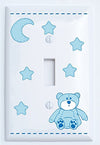 Blue Teddy Bear Light Switch Plate and Outlet Covers with Blue Moon and Stars / Teddy Bear Nursery Decor
