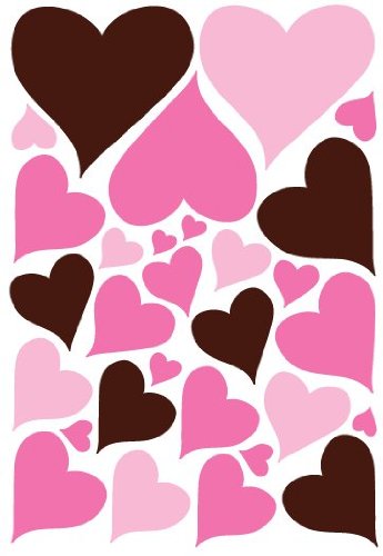 Pink and Brown Heart Wall Decals / Nursery Wall Decor