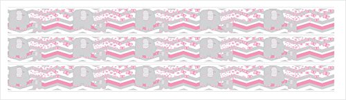 Elephant Border Wall Decals/Pink and Grey Chevron Border with Pink Hearts and Butterflies