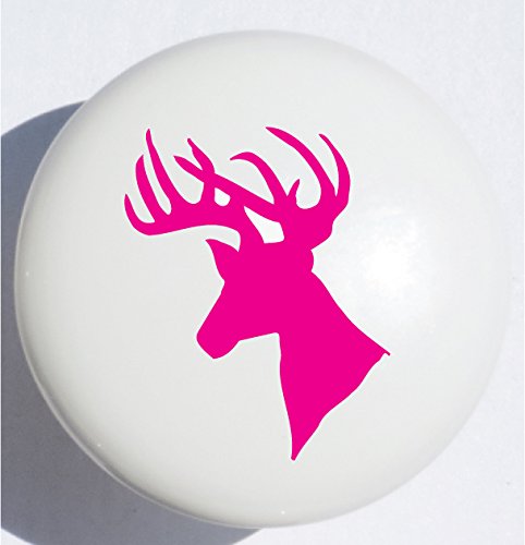 Presto Wall Decals Single Deer Head Drawer Pull/Pink Nursery Stag Ceramic Cabinet Knob