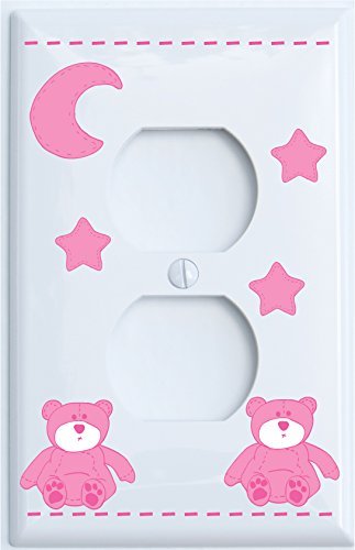 Pink Teddy Bear Light Switch Cover Plate and Outlet Covers