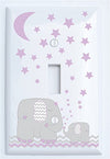 Purple Elephant Light Switch Plate and Outlet Covers with Purple Moon and Nursery Decor