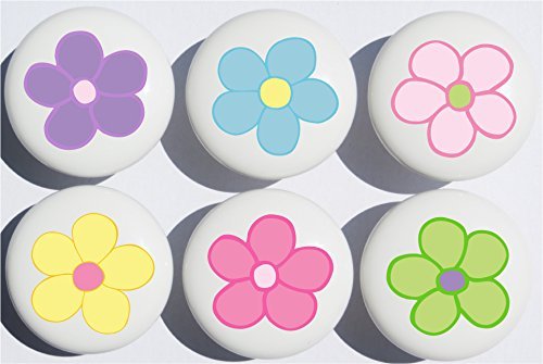 Pastel Daisy Flower Drawer Pulls