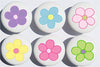 Pastel Daisy Flower Drawer Pulls/Ceramic Nursery Drawer Knobs, Set of 6