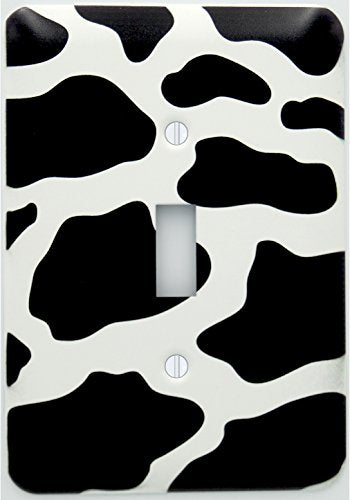 Black and White Cow Print Metal Light Switch Plate and Outlet Covers / Animal Pattern Spots Cow Nursery Wall Decor