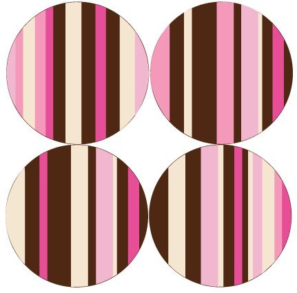 Presto Chango Decals 13in Pink,cream, and Brown Striped Circles