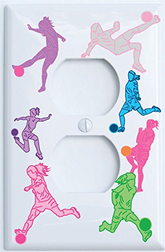 Girls Soccer Covers Switch Plates and Outlet Covers Girls Soccer Wall Decor