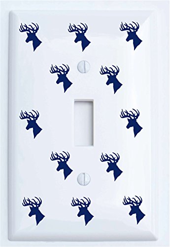 Navy Deer Stag Buck Light Switch Plate and Outlet Covers / Woodland Forest Animal Nursery Wall Decor