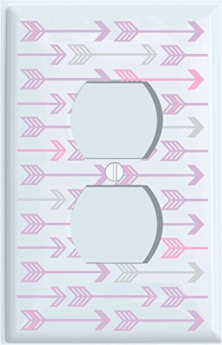 Pink, Grey and Purple Arrow Print Light Switch Plate and Outlet Covers/Arrows Woodland Nursery Wall Decor for Baby Girls