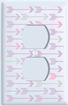 Pink, Grey and Purple Arrow Print Light Switch Plate and Outlet Covers/Arrows Woodland Nursery Wall Decor for Baby Girls