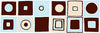 Retro Mod Squares Wall Decals with Circles in Ice Blue or Pink, Dark Brown,and Tan / Modern Geometric Wall Decor