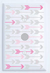 Pink, and Grey Arrow Print Pattern Light Switch Plate and Outlet Covers Arrows Woodland Forest Nursery Wall Decor for Baby Girls