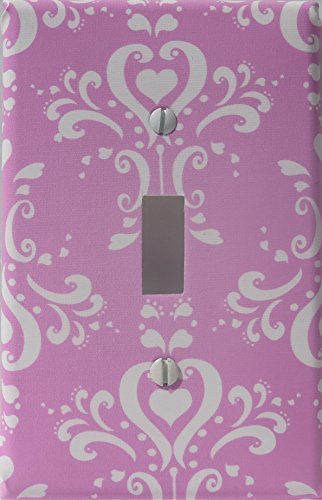 Pink Damask Light Switch Plate and Outlet Covers / Pink Damask Nursery Wall Decor