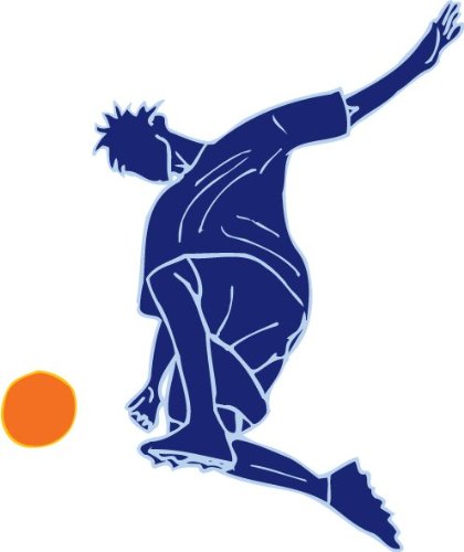 Blue Boys Soccer Player Wall Decal Stickers Decor