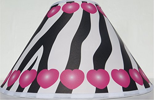 Pink Hearts and Zebra Print Lamp Shade / Zebra Print Nursery Decor