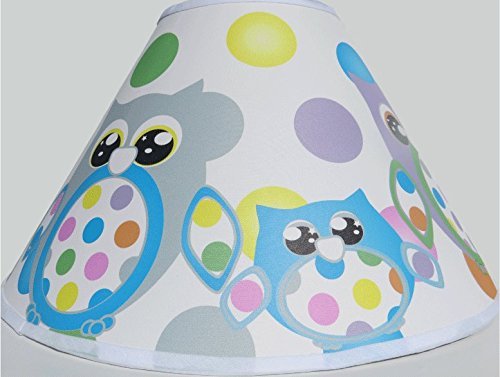 Multi Colored Owl Lamp Shade with Polka Dots Girls Owl Woodland Forest Animal Nursery Decor
