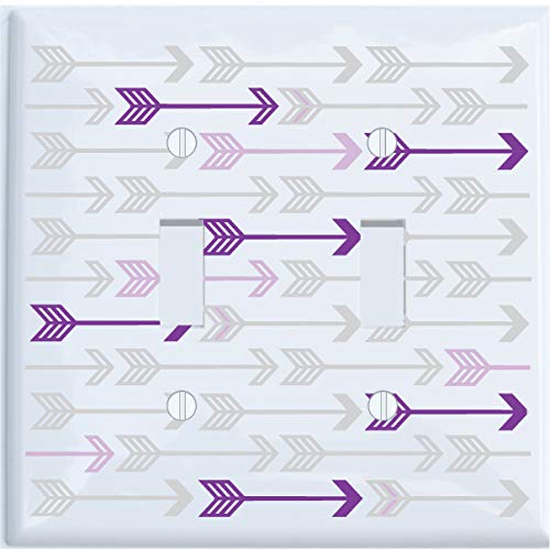 Purple and Grey Arrow Print Pattern Light Switch Plate and Outlet Covers/Arrows Woodland Forest Nursery Wall Decor for Baby