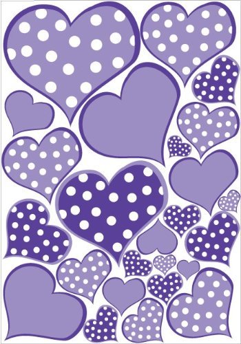 Purple Pastel Polka Dot Heart Wall Decals Stickers