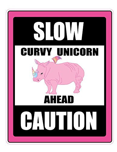 Caution Curvey Unicorn Street Sign Wall Decals/Unicorn Wall Decor Stickers