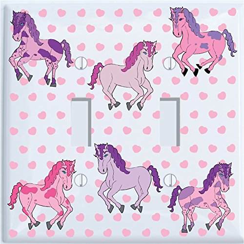 Pink and Purple Horse Light Switch Cover Stickers