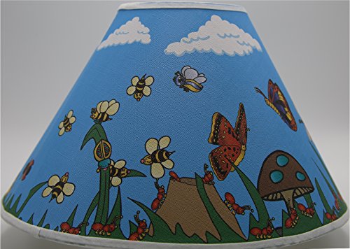 Bugs Garden Lamp Shade Childrens Nursery Decor with Lady Bugs, Dragonfly, Bees, Butterfly, and More