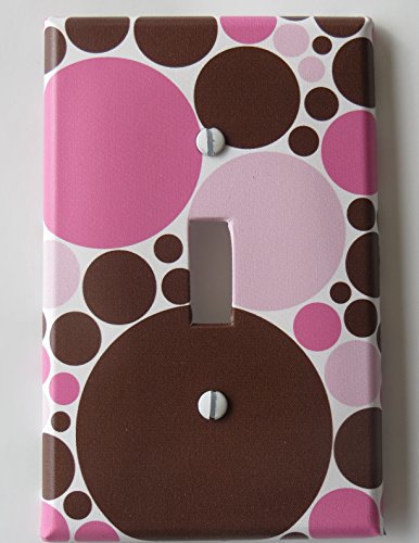 Pink and Brown Polka Dot Light Switch Plate Covers / Single Toggle