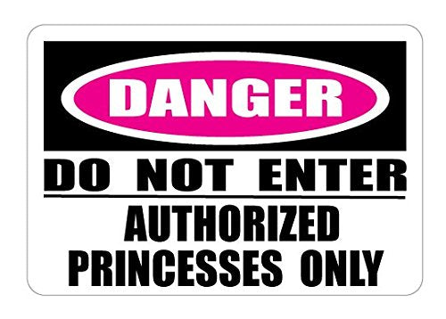 Authorized Princesses Only Danger Do Not Enter Street Sign Wall Decals / Princess Wall Decals Decor / Stickers