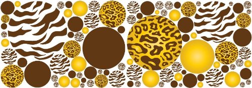 Gold / Yellow and Brown Leopard / Cheetah and Zebra Print Polka Dots Wall Decals / Stickers