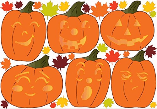 Halloween Pumpkin and Leaves Wall Decals
