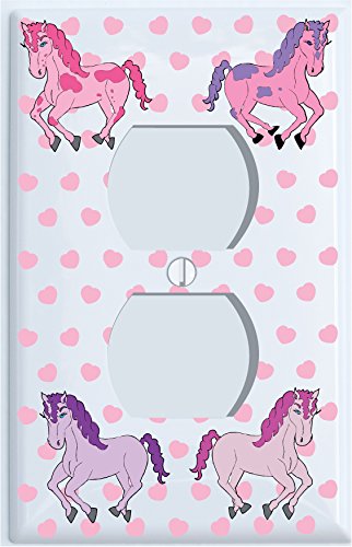Pink and Purple Horse Light Switch Plate Covers for the Wall / Horse Pony Room Decor