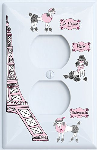 Poodle in Paris Light Switch Plate Covers for The Wall/Paris Room Decor (Single Toogle)
