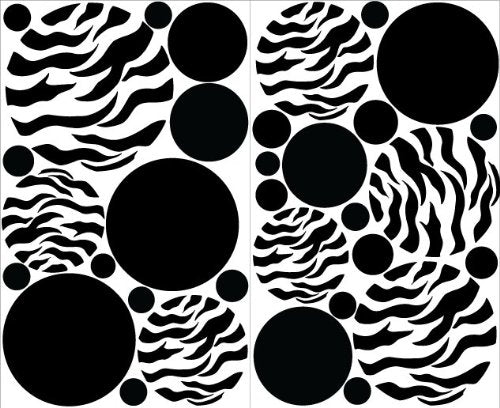 Black Zebra Print Dot Wall Decals with Black Dots Wall Decals / Stickers