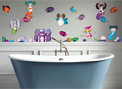 Mermaid Wall Decals / Mermaid Wall Stickers Complete with Shells, Fish and Castle Wall Decals