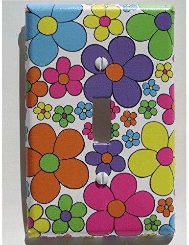 Daisy Flower Light Switch Plate Cover / Nursery Wall Decor in Hot Pink, Purple, Yellow, Blue, Green and Orange