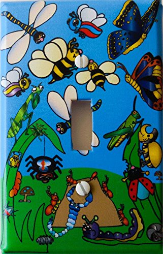 Presto Wall Decals Bug Light Switch Plates/Single Toggle Insect Switch Plate Covers with Bees, Dragonflies, Spiders, Butterflies, Grasshoppers Etc.