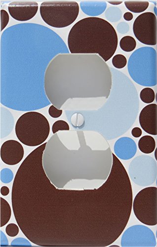 Blue and Brown Polka Dot Outlet Cover Switch Plate / Polka Dot Wall Decor