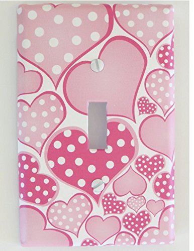 Polka Dot Pink Pastel Heart Light Switch Plate Covers