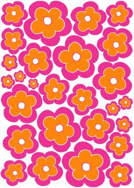 Hot Pink and Orange Flower Wall Decals