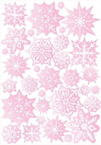 Pink Snow Flakes Wall Stickers / Wall Decor / 32 Total Snowflake Wall Decals