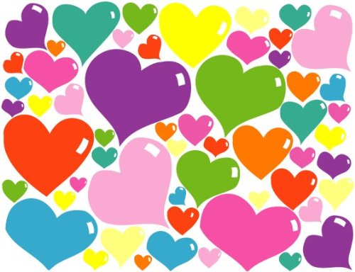 Bubble Heart Wall Stickers / Heart Wall Decals , in Hot Pink, Purple, Pink, Red, Blue, Green, Orange and Yellow