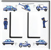 Police Light Switch Plate and Outlet Covers/Police Men, Trucks, Cars, Helicopter, and Motorcycle Children's Room Wall Decor