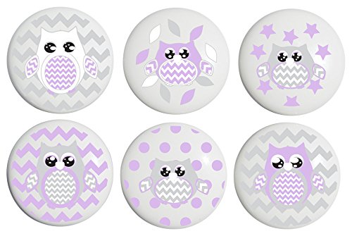Owl Drawer Pulls/Owl Ceramic Drawer Knobs, 6 Set